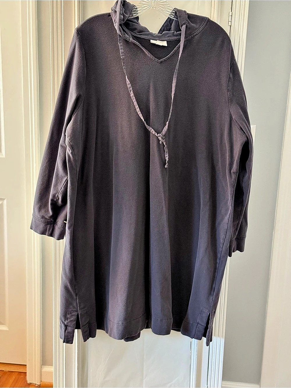 J Jill Pure Jill Gray Carbon Cotton Tencel Spandex Hooded Tunic Dress Size 3X
